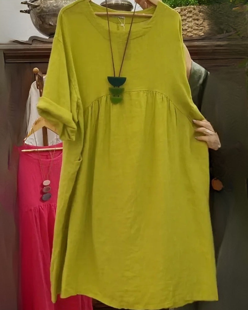 MANDIRA | Vestido de algodón y lino - Van Moreau Utrecht