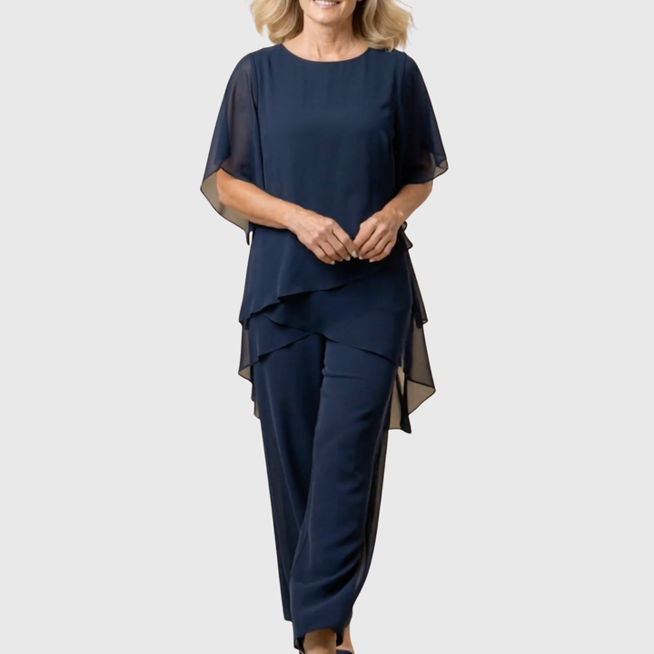 Linda | Traje con pantalones palazzo drapeados - Van Moreau Utrecht