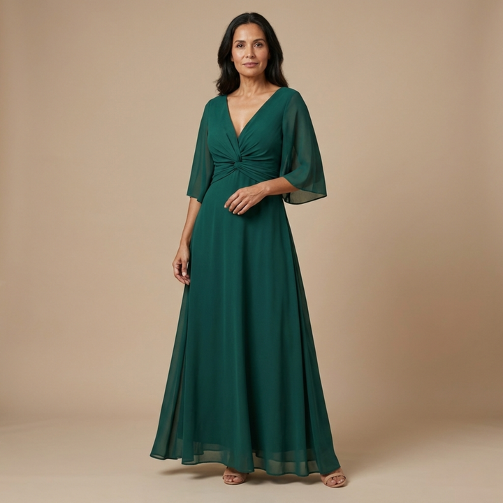 Lucía - Vestido de chiffon con escote en V - Van Moreau Utrecht