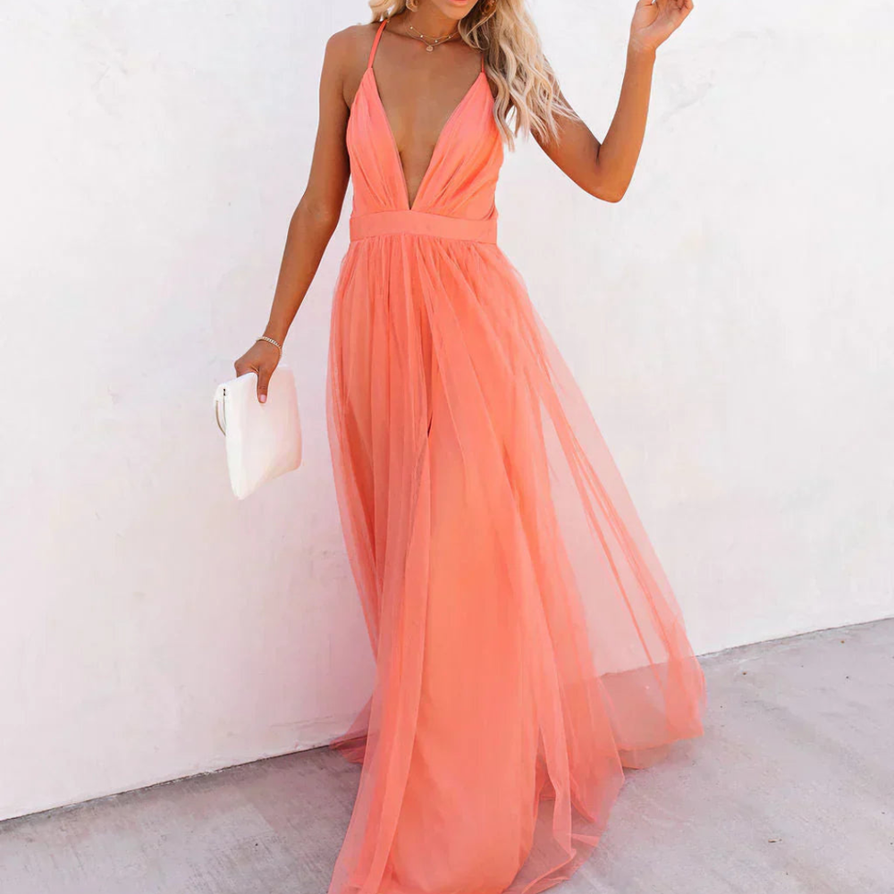 DELACROIX | Robe Maxi Lumière Corail - Van Moreau Utrecht