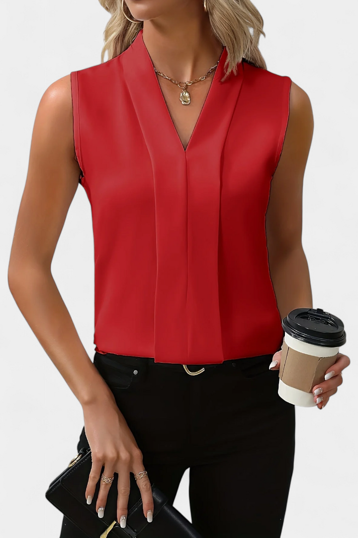 Nele Blusa Sin Mangas con Escote en V y Corte Fluido - Van Moreau Utrecht
