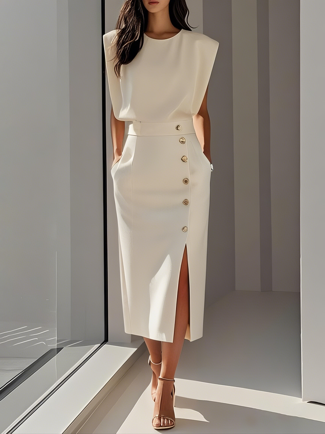 CLARA – VESTIDO REFINADO CON BOTONES - Van Moreau Utrecht