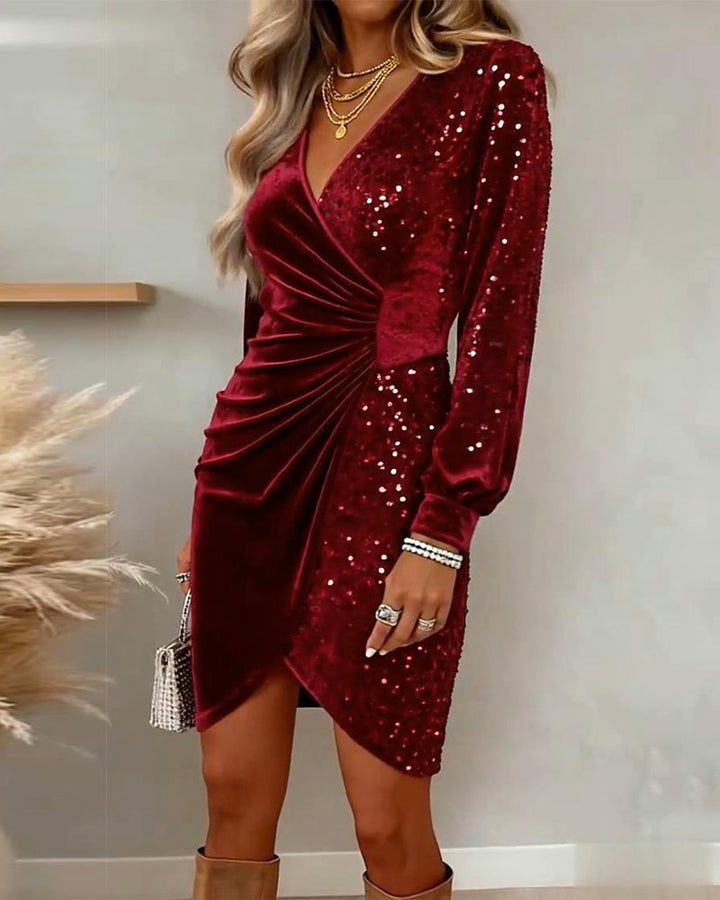 Emilia | Vestido Midi Navideño con Escote en V - Van Moreau Utrecht