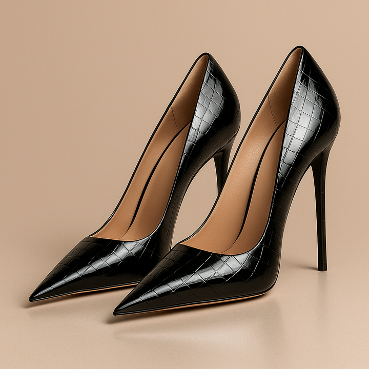 Noir Éclat™ – Tacones de Cocodrilo Esculpidos - Van Moreau Utrecht