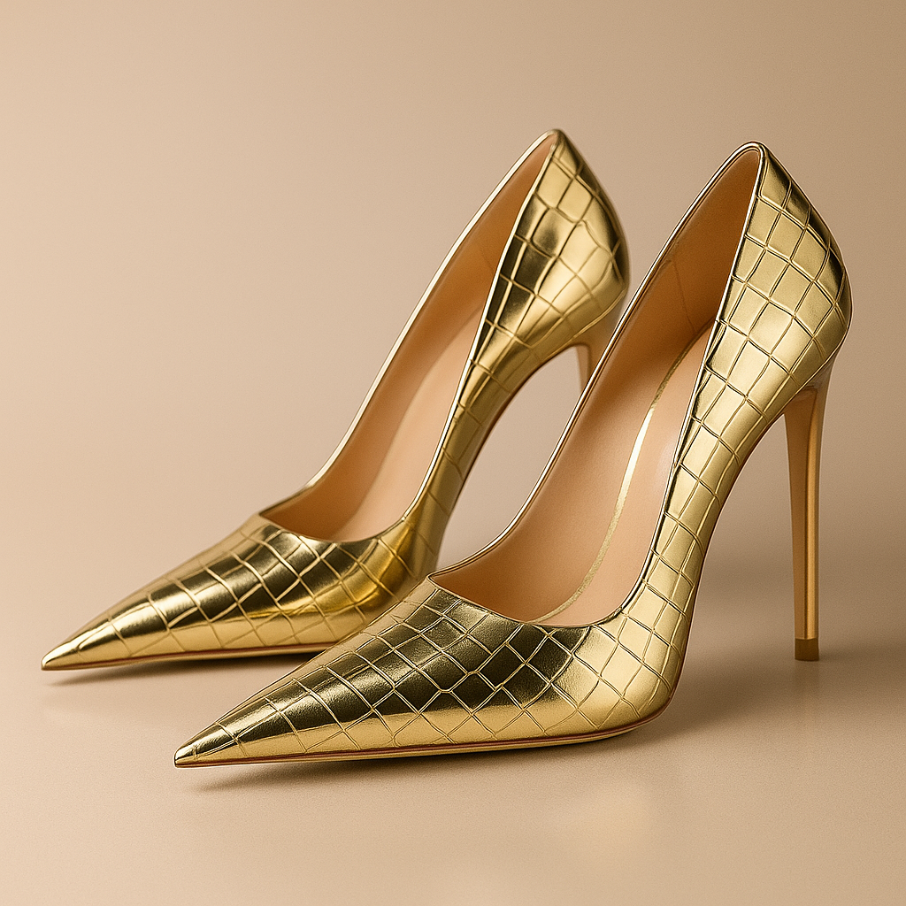 Noir Éclat™ – Tacones de Cocodrilo Esculpidos - Van Moreau Utrecht