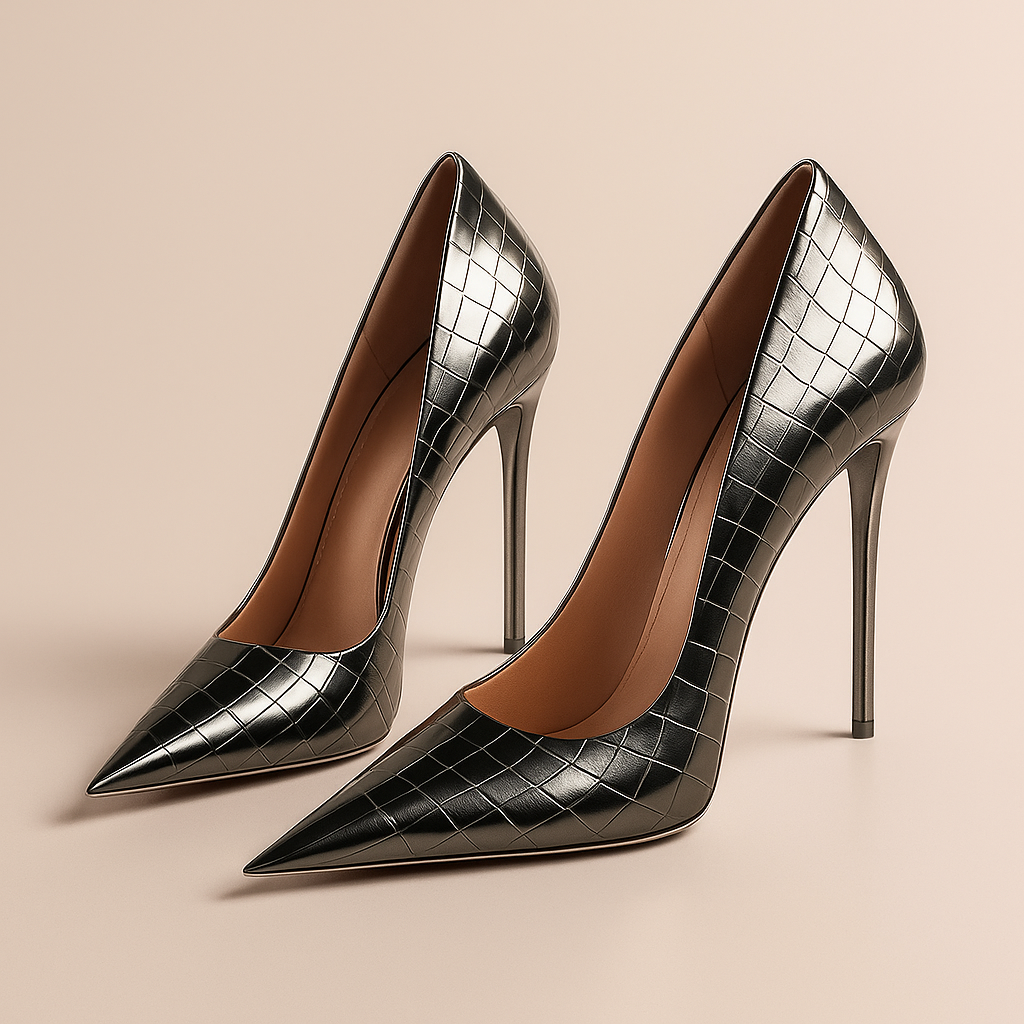Noir Éclat™ – Tacones de Cocodrilo Esculpidos - Van Moreau Utrecht