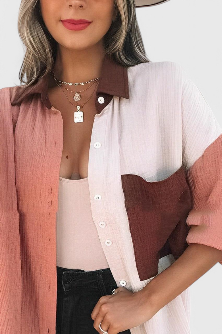 Juniper Blusa de Botones en Bloque de Color - Van Moreau Utrecht