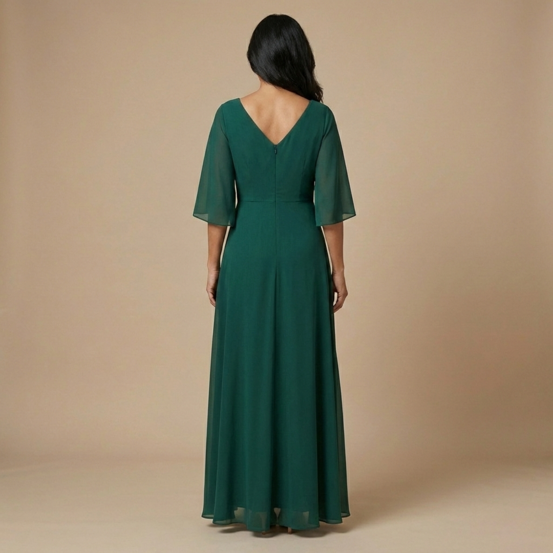 Lucía - Vestido de chiffon con escote en V - Van Moreau Utrecht