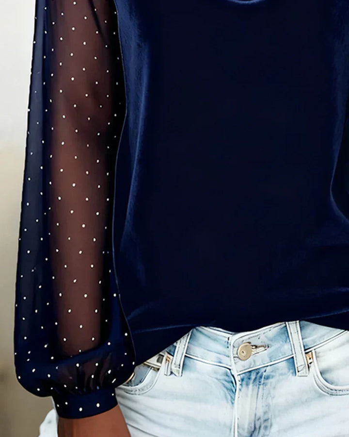 Paula - Blusa con cuello drapeado y paneles semitransparentes - Van Moreau Utrecht