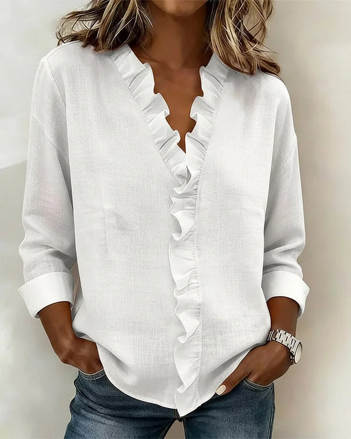 ELENA – BLUSA CON VOLANTES ELEGANTE - Van Moreau Utrecht