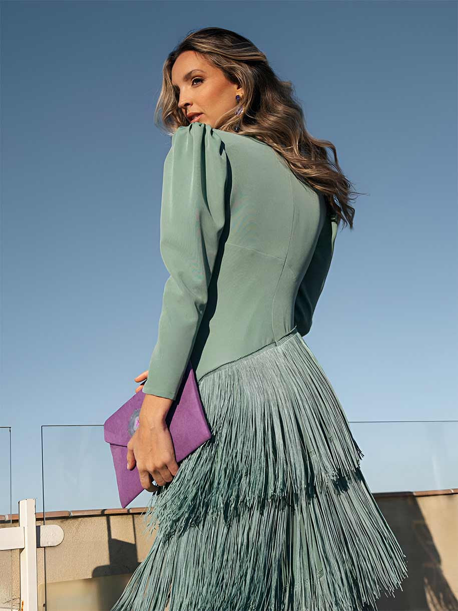Vestido Flecos Salvia - Van Moreau Utrecht