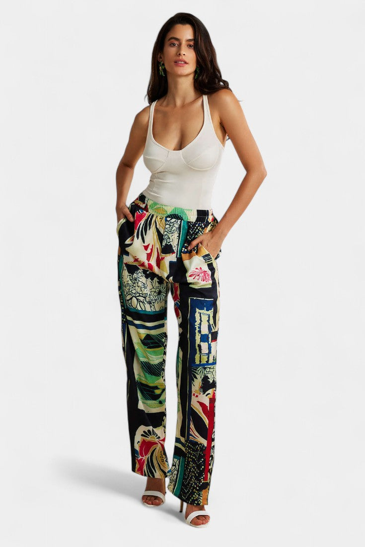 Arce | Pantalones Rectos de Cintura Alta con Estampado Floral - Van Moreau Utrecht