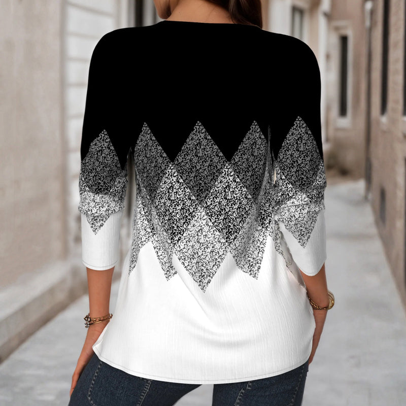Ella | Blusa vintage con bloques de color - Van Moreau Utrecht