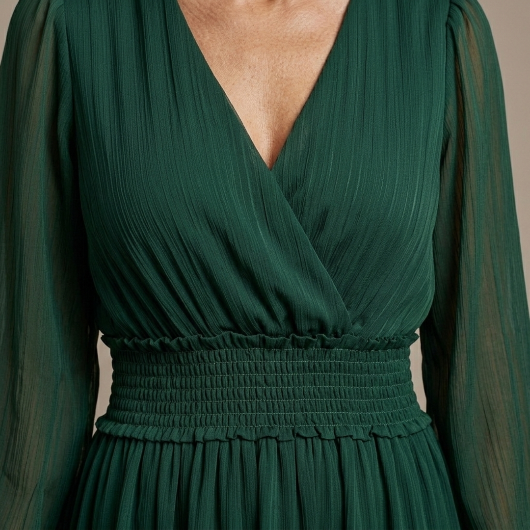 María - Vestido de chiffon con escote en V - Van Moreau Utrecht