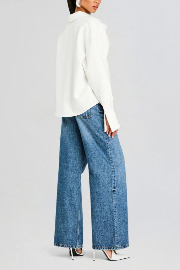 Grace Camisa de Botones Draped - Van Moreau Utrecht