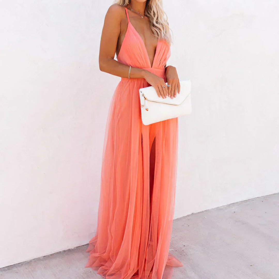 DELACROIX | Robe Maxi Lumière Corail - Van Moreau Utrecht