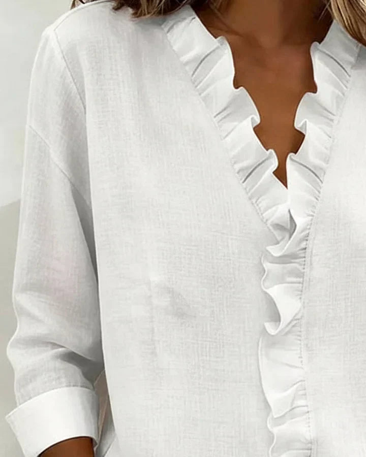 ELENA – BLUSA CON VOLANTES ELEGANTE - Van Moreau Utrecht