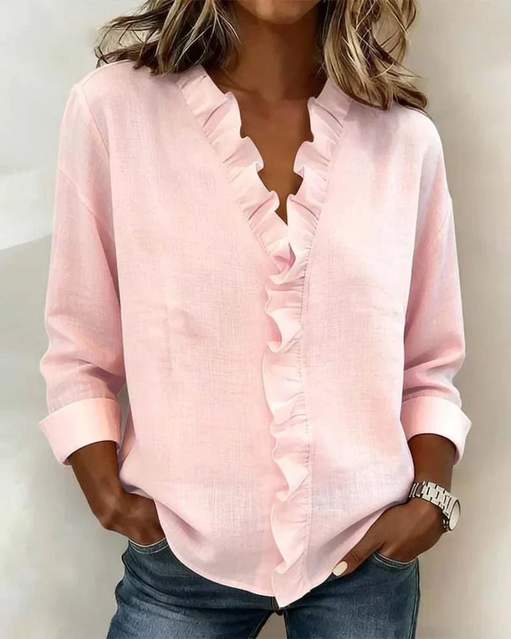 ELENA – BLUSA CON VOLANTES ELEGANTE - Van Moreau Utrecht