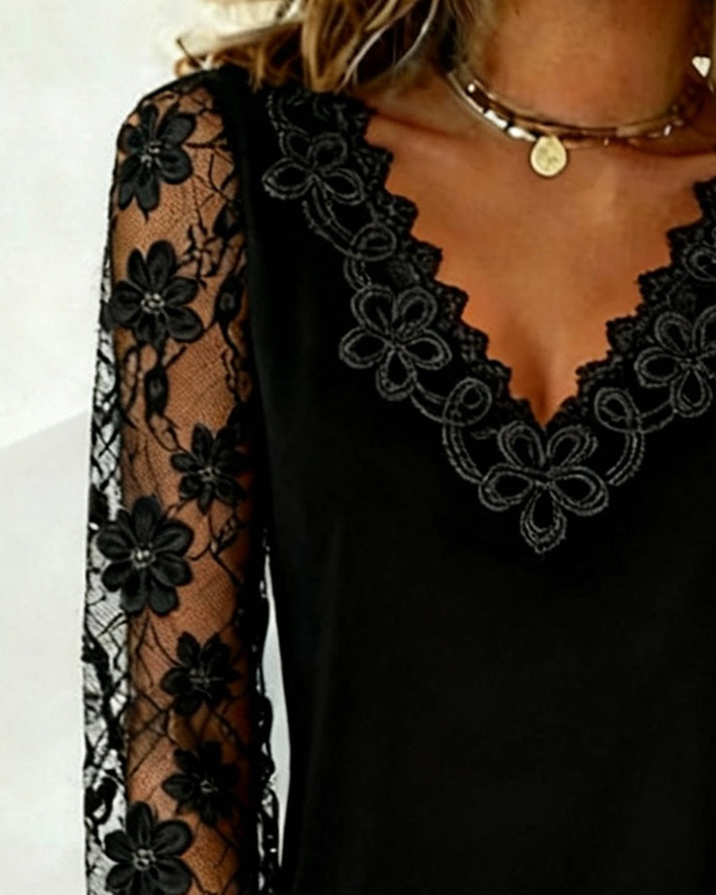Ria - Blusa Elegante de Manga Larga con Escote en V - Van Moreau Utrecht