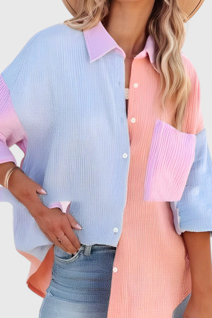 Juniper Blusa de Botones en Bloque de Color - Van Moreau Utrecht