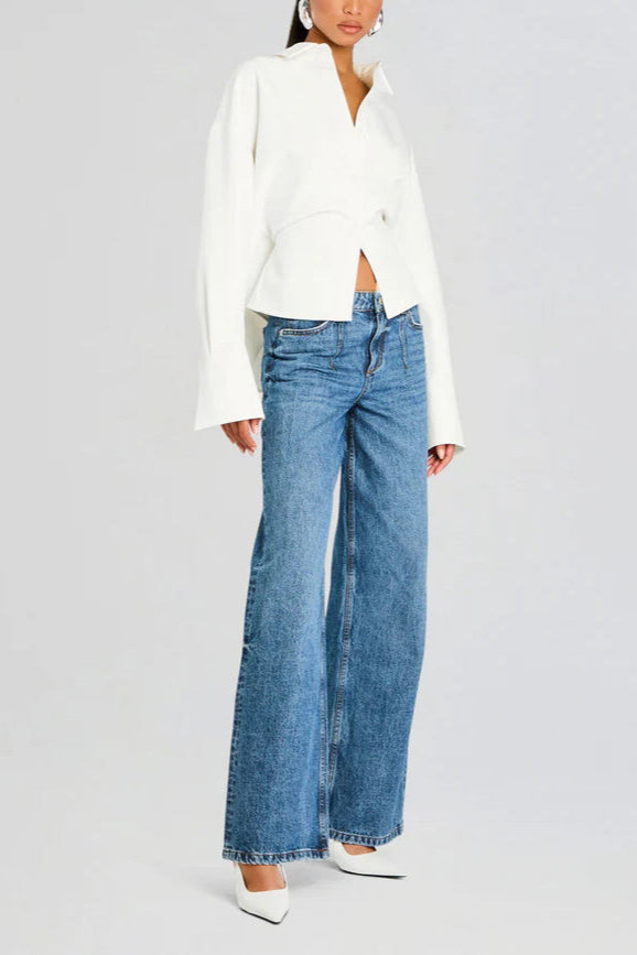 Grace Camisa de Botones Draped - Van Moreau Utrecht