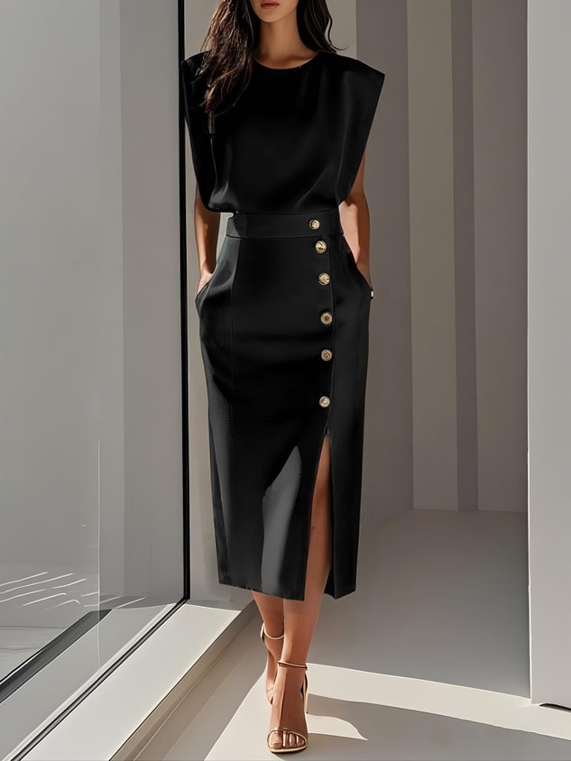 CLARA – VESTIDO REFINADO CON BOTONES - Van Moreau Utrecht