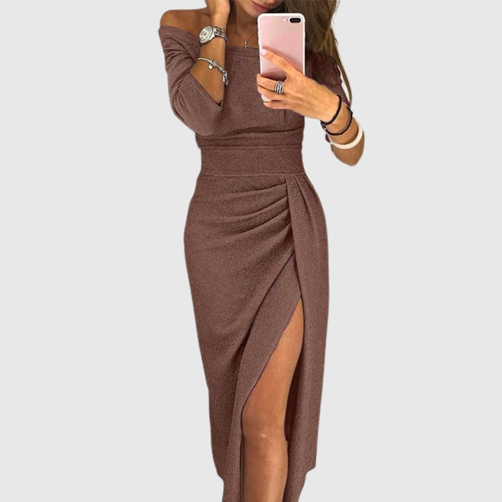 Marina | Elegante vestido maxi con cuello halter y corte fluido - Van Moreau Utrecht