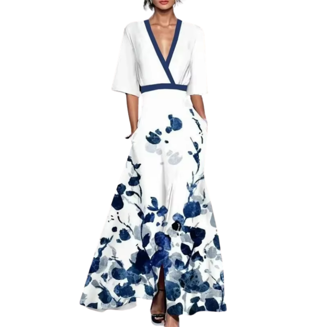 Noelle | Vestido de Primavera Floral con Escote en V - Van Moreau Utrecht