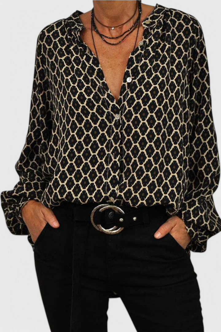 Jemima Blusa de Botones con Estampado Geométrico - Van Moreau Utrecht
