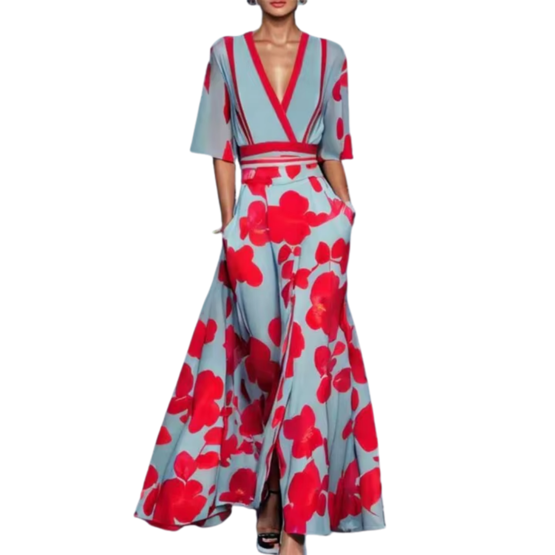 Noelle | Vestido de Primavera Floral con Escote en V - Van Moreau Utrecht