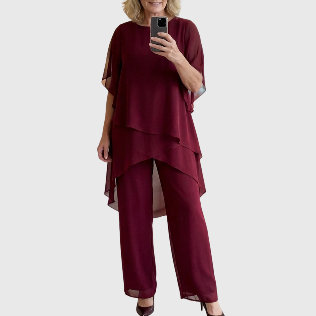 Linda | Traje con pantalones palazzo drapeados - Van Moreau Utrecht