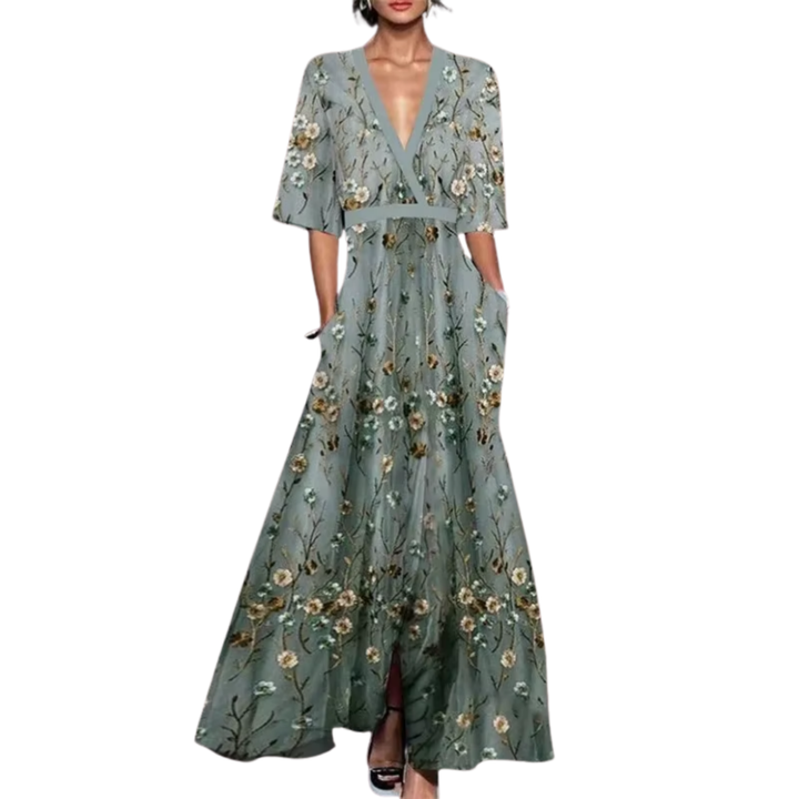 Noelle | Vestido de Primavera Floral con Escote en V - Van Moreau Utrecht