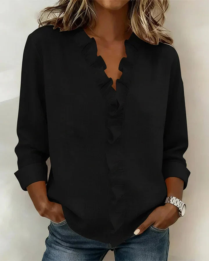 ELENA – BLUSA CON VOLANTES ELEGANTE - Van Moreau Utrecht