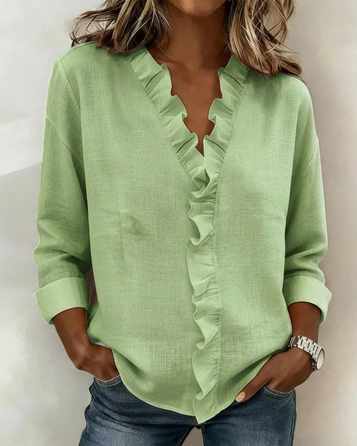 ELENA – BLUSA CON VOLANTES ELEGANTE - Van Moreau Utrecht