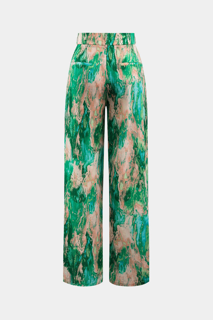 Inna | Pantalones Rectos de Cintura Alta con Estampado de Mármol - Van Moreau Utrecht