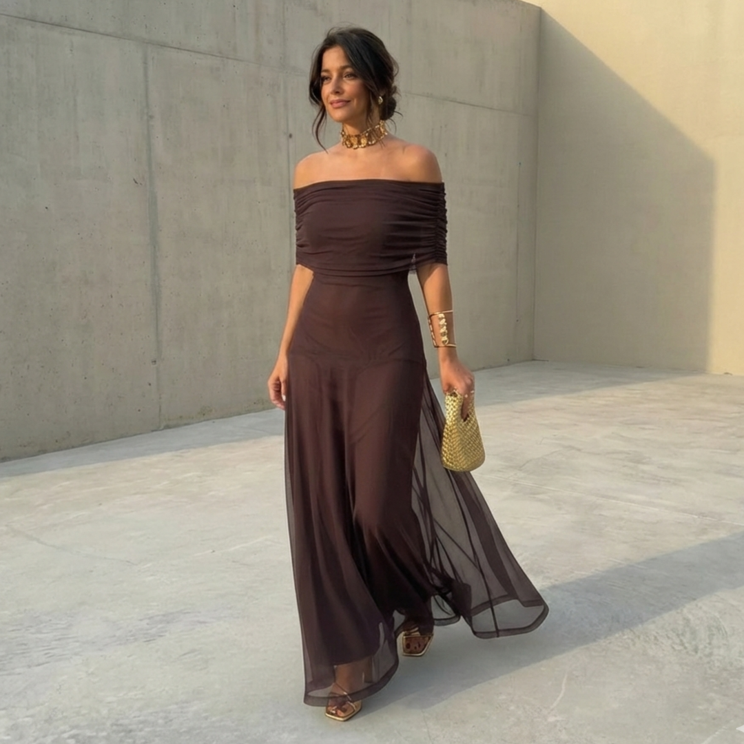 Uma - Vestido largo fluido con diseño elegante - Van Moreau Utrecht