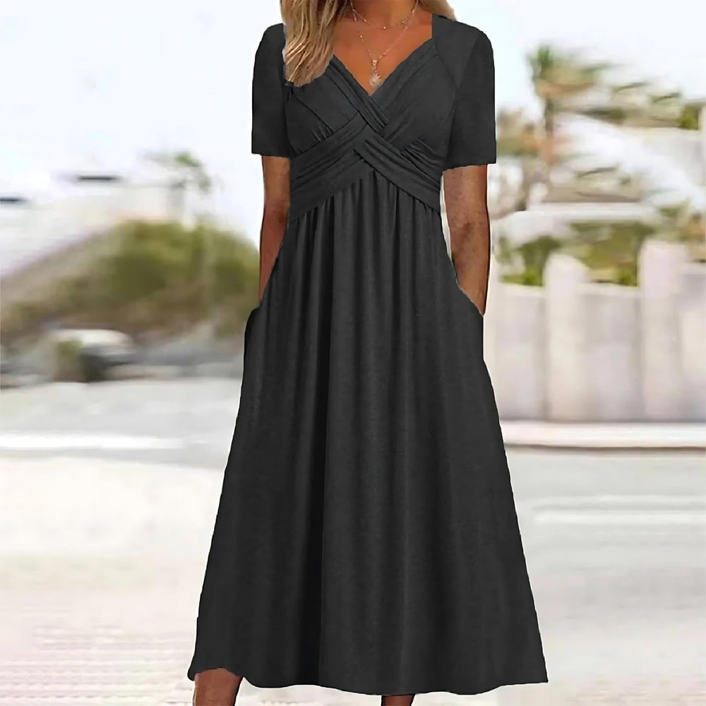 ISADORA | ELEGANT A-LINE MIDI DRESS - Van Moreau Utrecht