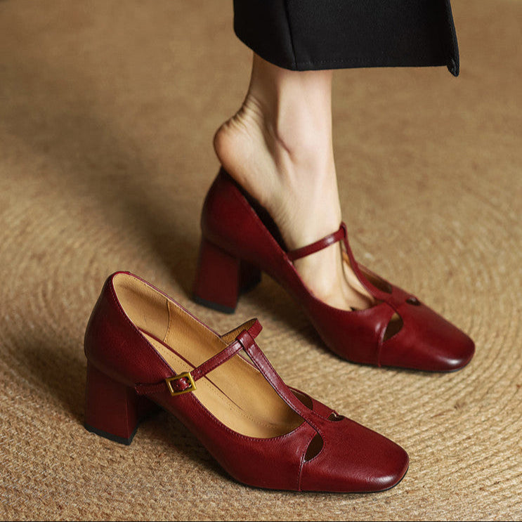 Elora Tacones Altos de Cuero Auténtico - Van Moreau Utrecht