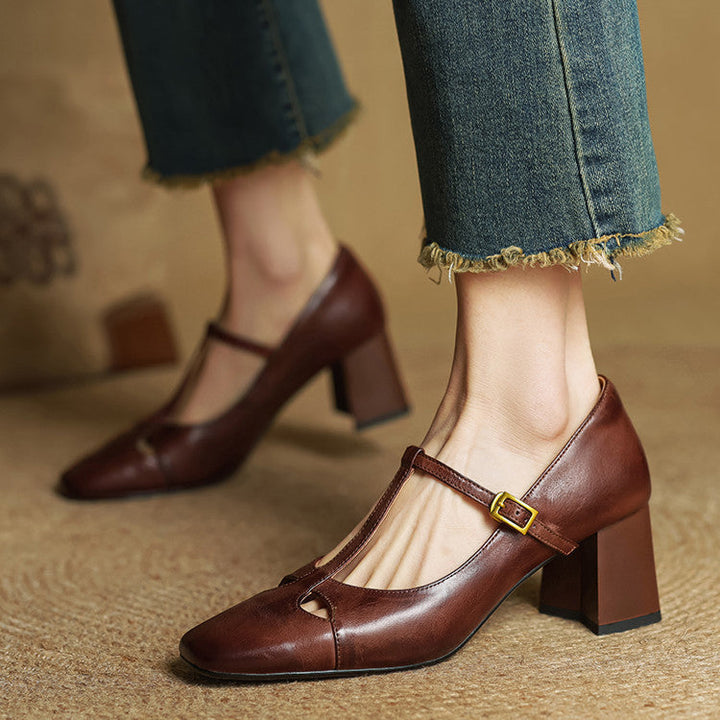 Elora Tacones Altos de Cuero Auténtico - Van Moreau Utrecht