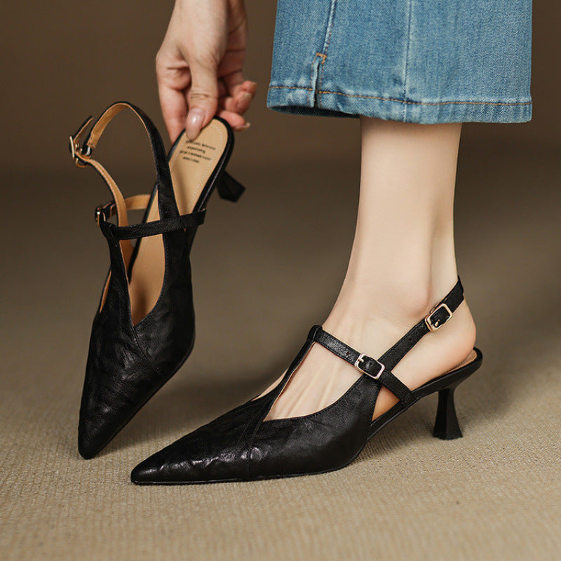 Tacones Altos de Cuero Noir Auténtico - Van Moreau Utrecht