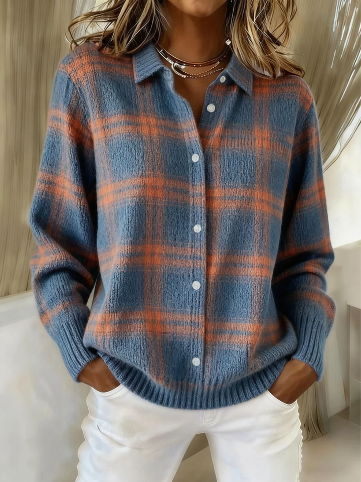 Mira™ – Blusa suave con estampado de cuadros - Van Moreau Utrecht