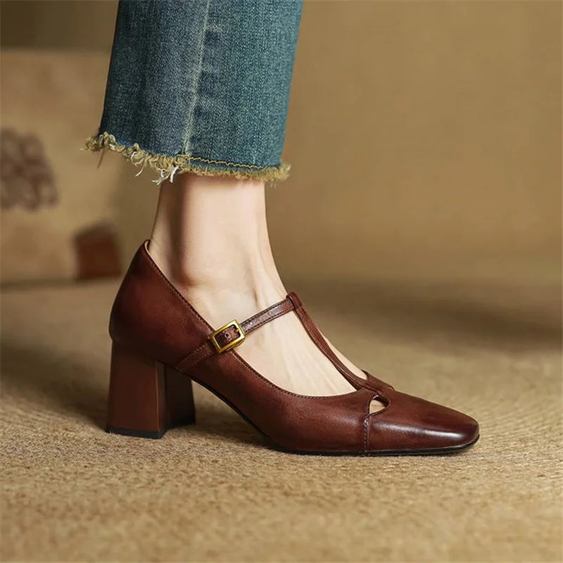 Elora Tacones Altos de Cuero Auténtico - Van Moreau Utrecht