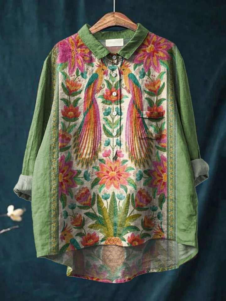 Tiziana – Camisa de lino estampada - Van Moreau Utrecht