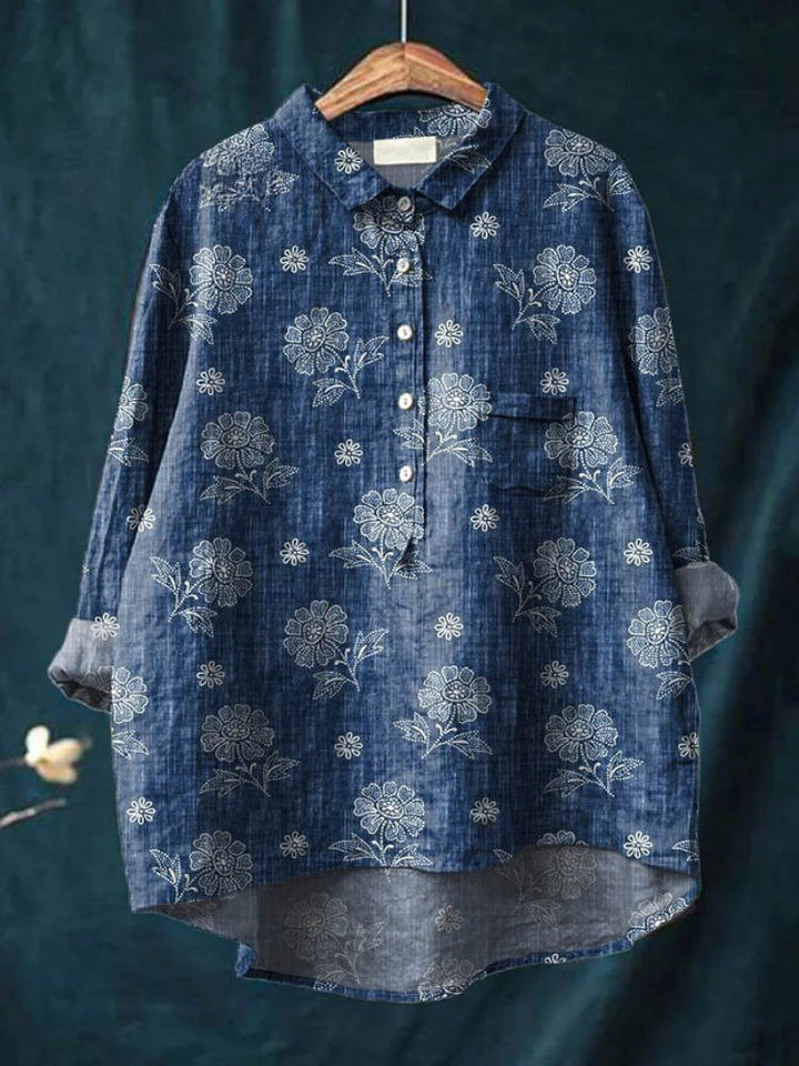 Tiziana – Camisa de lino estampada - Van Moreau Utrecht