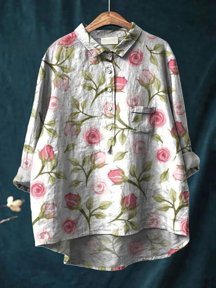Tiziana – Camisa de lino estampada - Van Moreau Utrecht