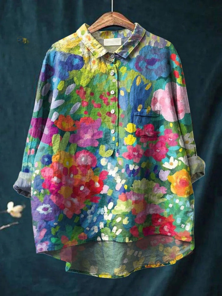 Tiziana – Camisa de lino estampada - Van Moreau Utrecht