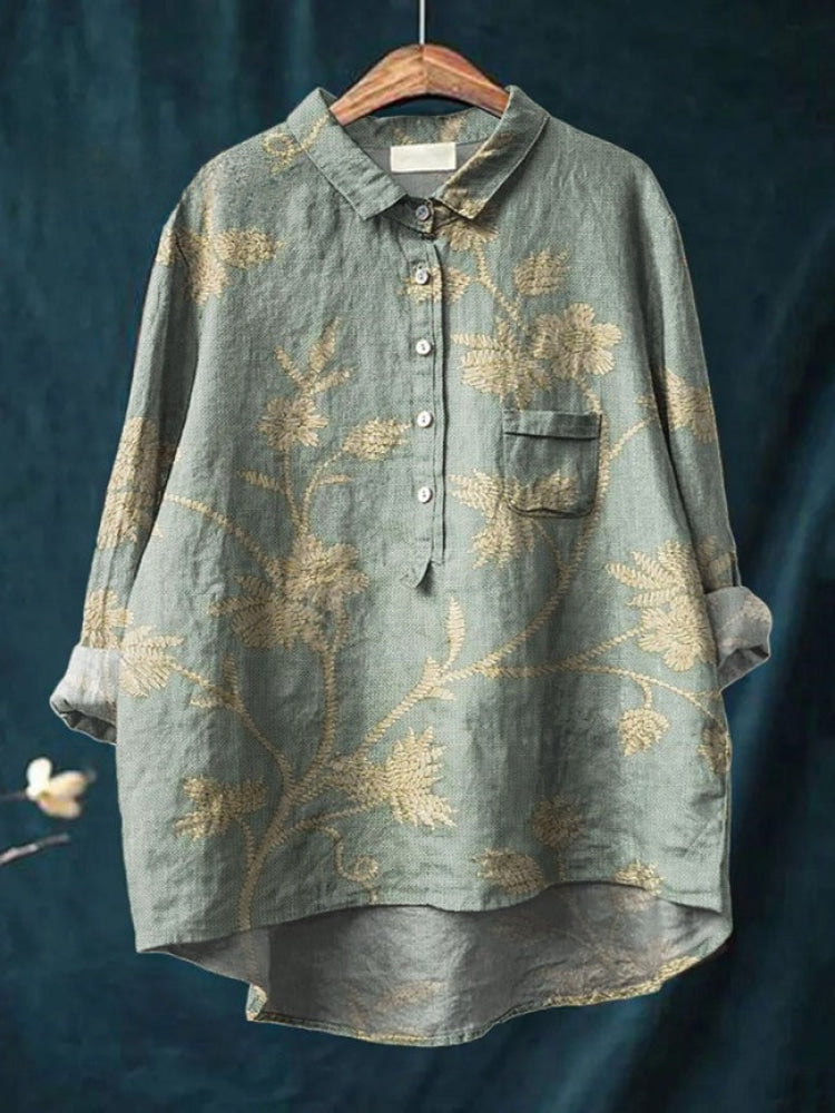 Tiziana – Camisa de lino estampada - Van Moreau Utrecht
