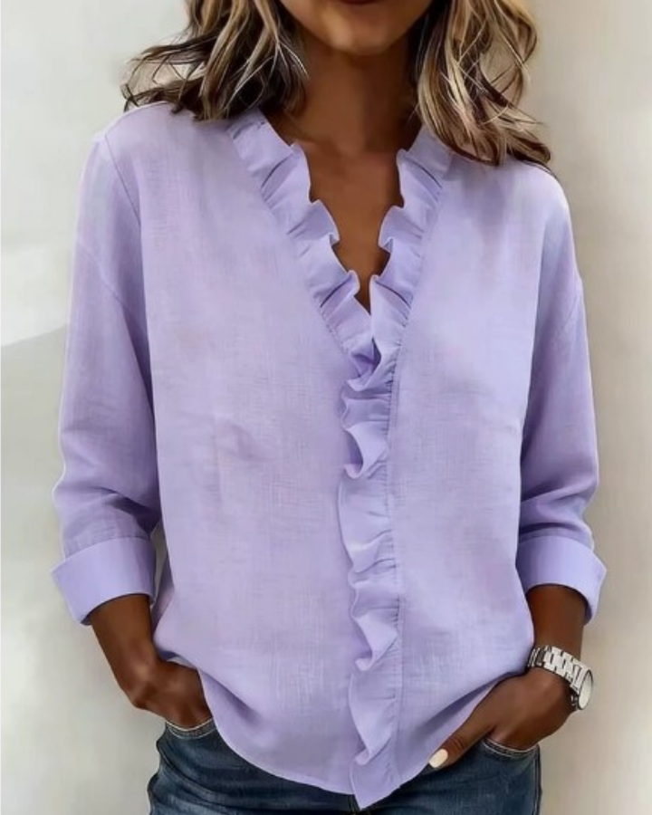 ELENA – BLUSA CON VOLANTES ELEGANTE - Van Moreau Utrecht