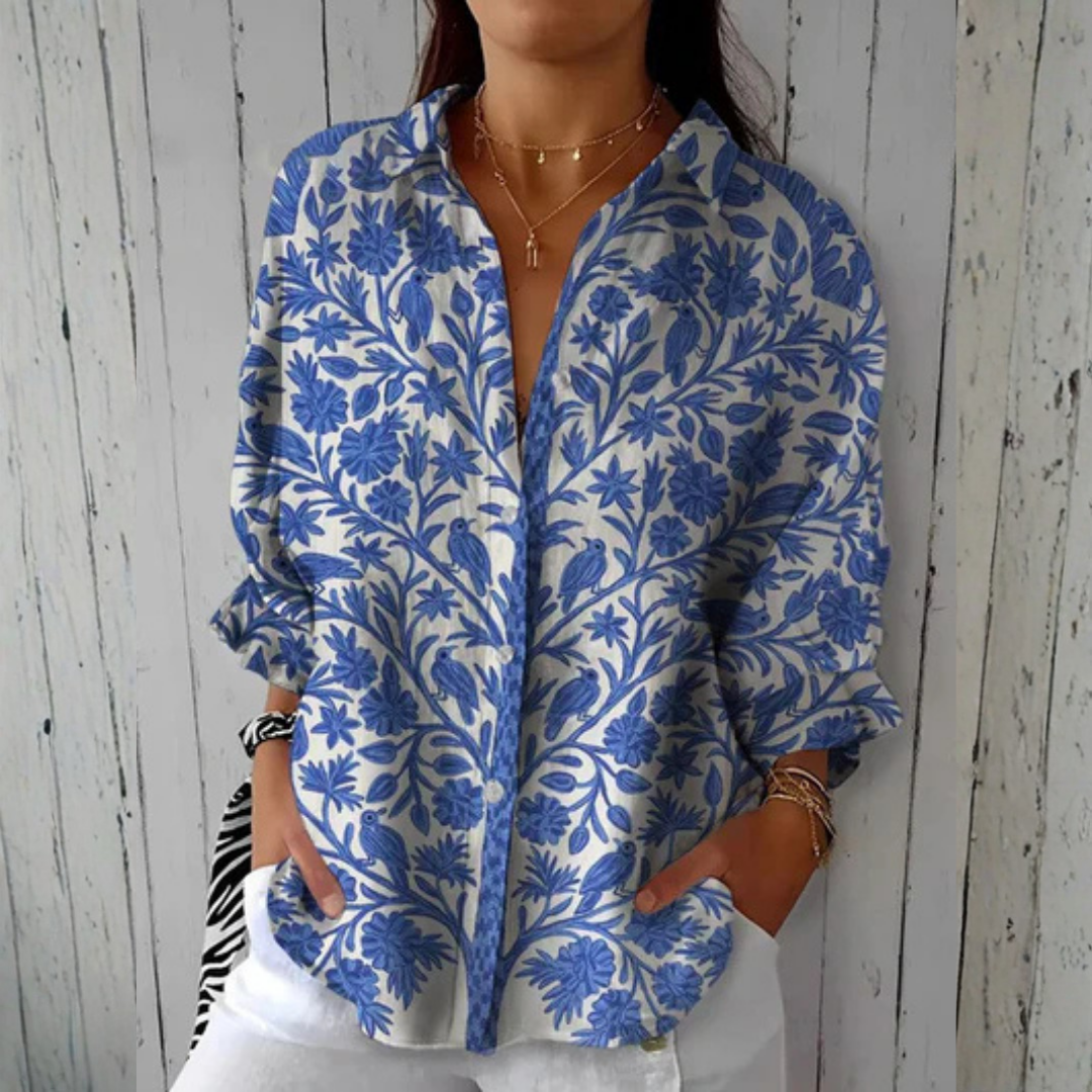 Isabella | Blusa de Jardín Azul - Van Moreau Utrecht