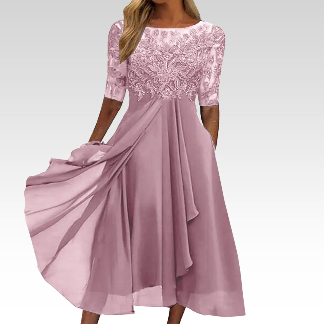 ZARIA™ | The Flattering Lace Midi Dress - Van Moreau Utrecht